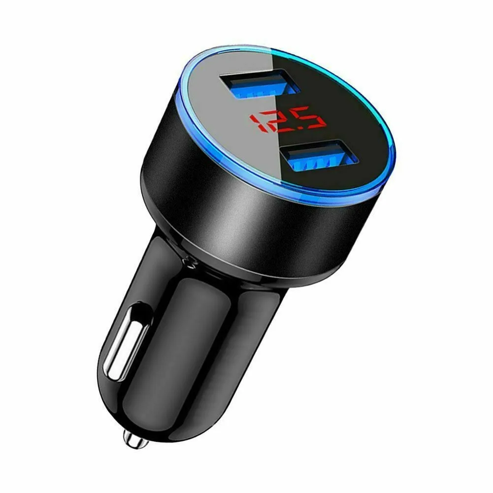 

Car Charger For Phones/tablet Pc/navigator/PDA/PSP/MP3/MP4/GPS Dual Ports USB Car Cigaret Charger Lighter Digital LED Voltmeter