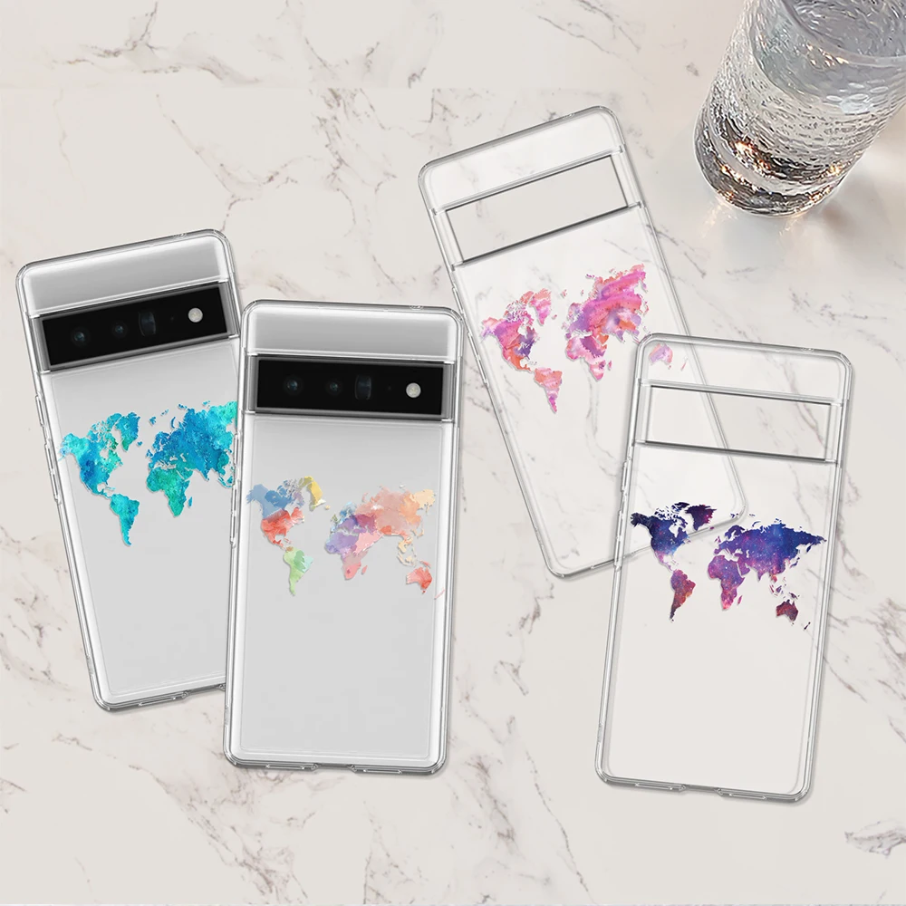 Transparent Phone Case For Google Pixel 6 7 Pro Colorful World Map Cases For Google Pixel 7a 6a 4a 5a 4 4XL 3XL 3a XL Soft Cover
Transparent Phone Case For Google Pixel 6 7 Pro Colorful World Map Cases For Google Pixel 7a 6a 4a 5a 4 4XL 3XL 3a XL Soft Cover