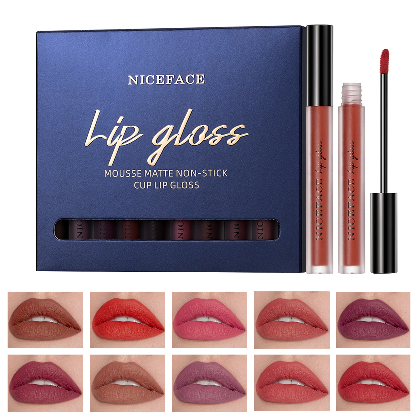 Матовая бархатная губная помада с антипригарным покрытием, набор жидкой помады, водостойкий и увлажняющий матовый блеск для губ без выцвет...
Матовая бархатная губная помада с антипригарным покрытием, набор жидкой помады, водостойкий и увлажняющий матовый блеск для губ без выцвет...