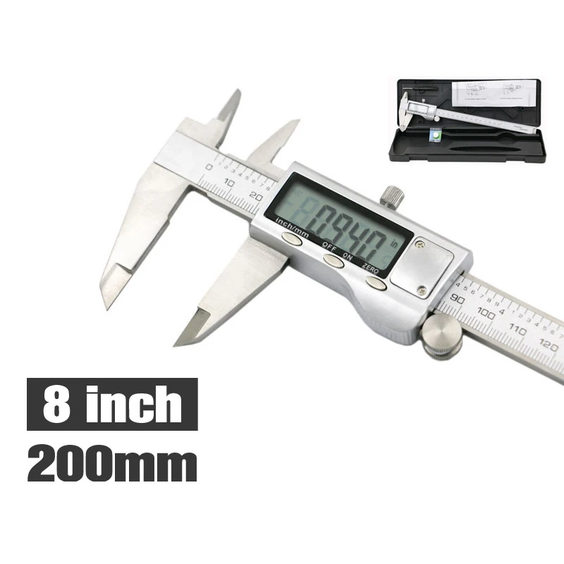 8" 200mm Digital Caliper Metal Ruler Gauge Stainless Steel Electronic Vernier Calipers Micrometer Depth Measuring Tool
8" 200mm Digital Caliper Metal Ruler Gauge Stainless Steel Electronic Vernier Calipers Micrometer Depth Measuring Tool