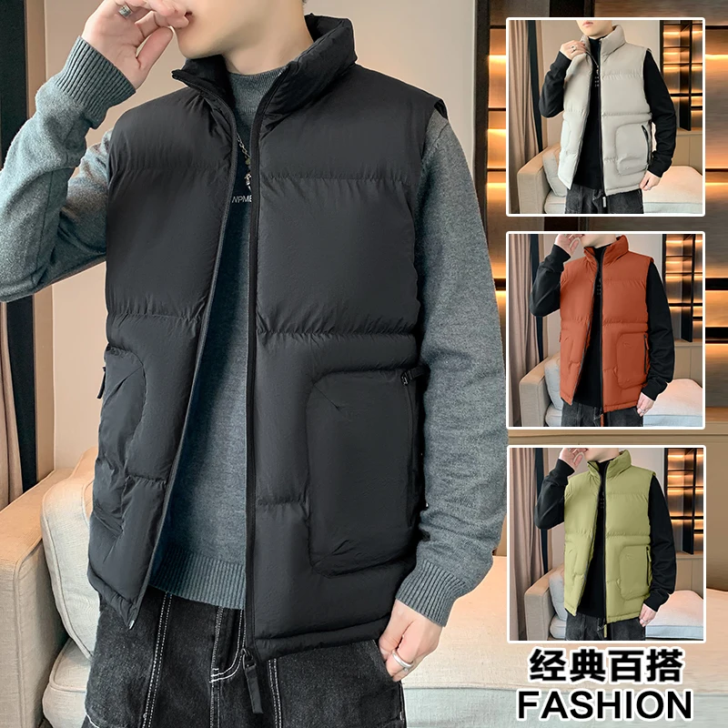 

Vests Men Autumn Jackets Thick Vests Mens Sleeveless Jackets Male Keep Warm Cotton-Padded Waistcoat Fashion Gilet Veste Hommes