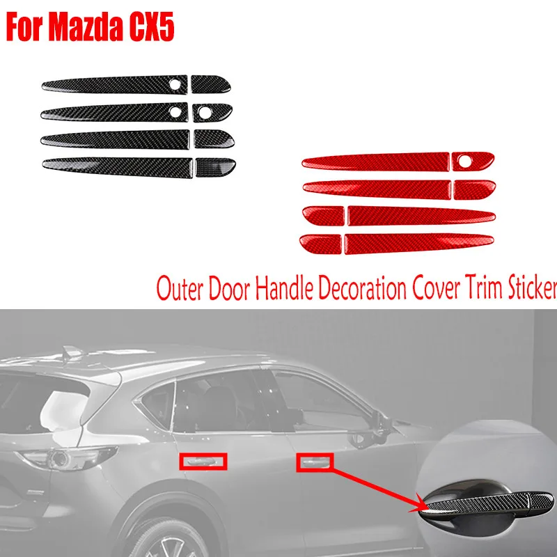 

Внутренние детали из углеродного волокна для Mazda CX5 2017 2018 CX 5 внешняя дверная ручка декоративная крышка отделка наклейка