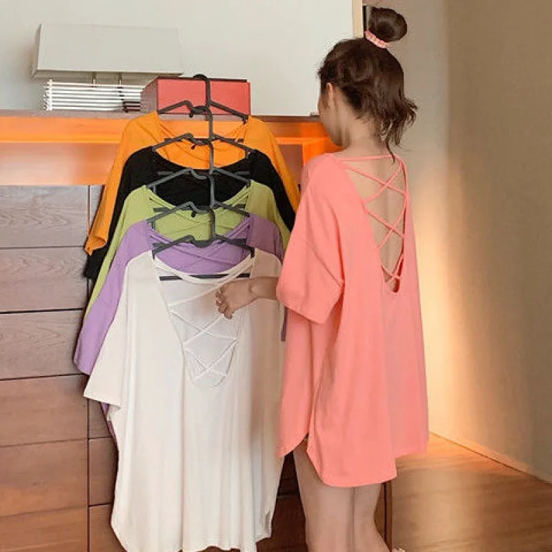 2022 Summer Dress Pink Cotton New Tide of Fashion and Personality Backless Ins Summer Long In Sexy Design T-shirt
2022 Summer Dress Pink Cotton New Tide of Fashion and Personality Backless Ins Summer Long In Sexy Design T-shirt