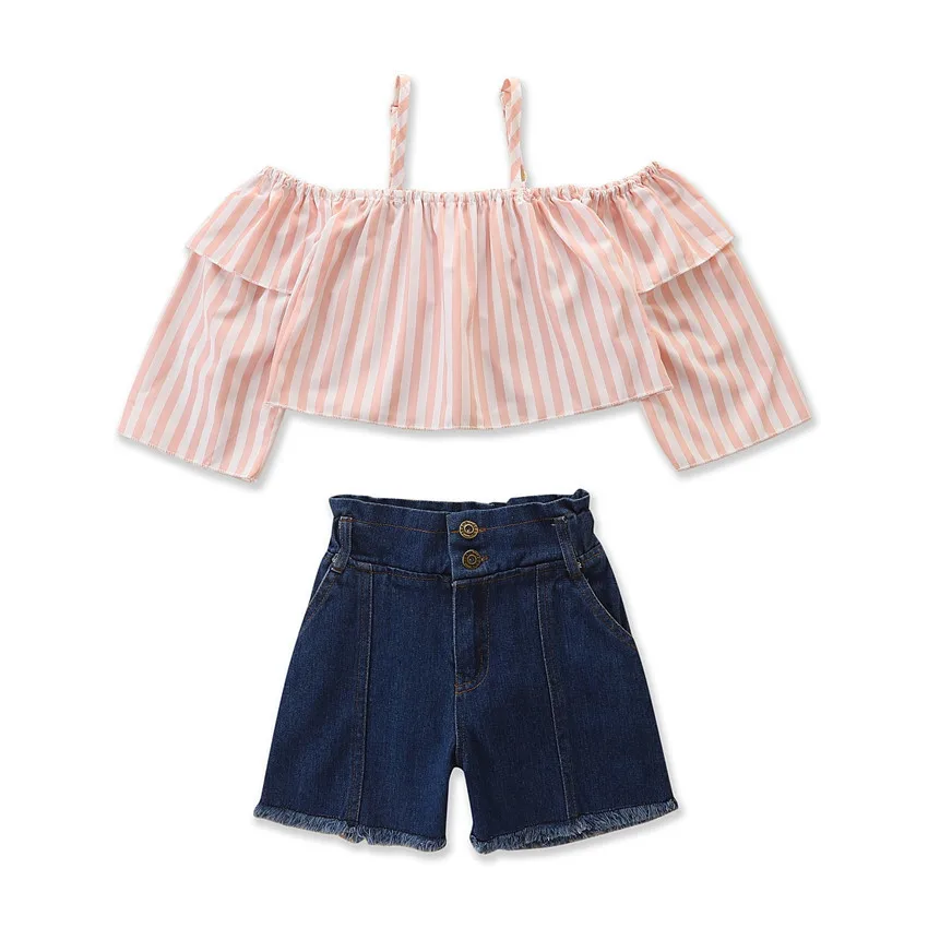 Kids Clothes Girls Summer Suits Ins Style 2022 New Fashion Suits for Girls Striped Long-sleeved Top + Denim Shorts Two-piece Set
Kids Clothes Girls Summer Suits Ins Style 2022 New Fashion Suits for Girls Striped Long-sleeved Top + Denim Shorts Two-piece Set