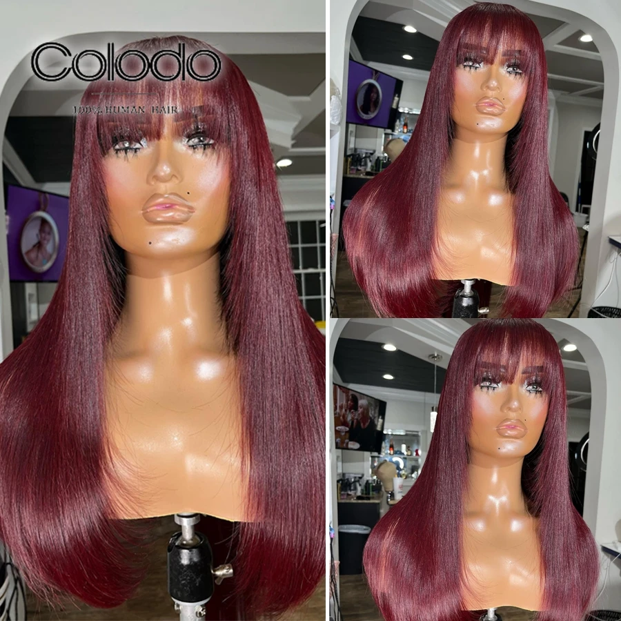 COLODO Red Color 13x6 Lace Front Human Wig with Bangs Brazilian Remy Human Hair Gluelss Wigs for Women PrePlucked Hairline
COLODO Red Color 13x6 Lace Front Human Wig with Bangs Brazilian Remy Human Hair Gluelss Wigs for Women PrePlucked Hairline