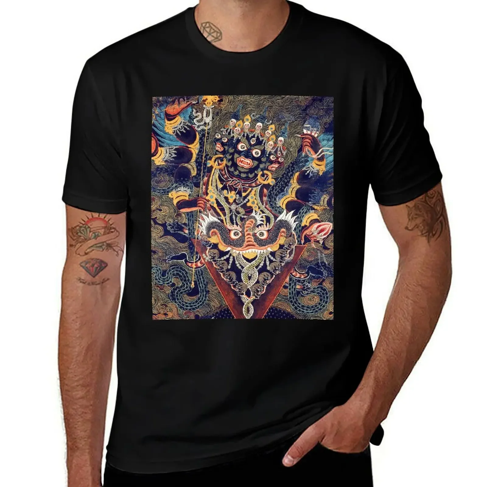 Раскрашенный баннер (Тханка) с гуру Драгпуром футболка Wrathful Form of Padmasambhava