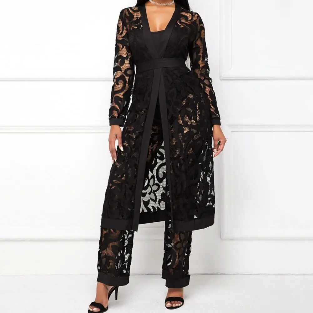 3 Pieces Full Length Pants See-through Lace Hollow Out Top Pants Robe Suit Banquet Clothes
3 Pieces Full Length Pants See-through Lace Hollow Out Top Pants Robe Suit Banquet Clothes