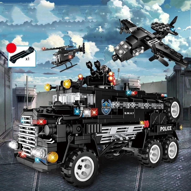 8 IN 1 SWAT City Police Car Molde Building Blocks Special Forces Team Vehicle Helicopter Figure Bricks Toys for Children Boys
8 IN 1 SWAT City Police Car Molde Building Blocks Special Forces Team Vehicle Helicopter Figure Bricks Toys for Children Boys