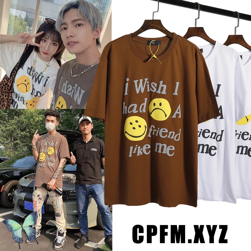 CPFM Foaming Smiley T Shirt I Wish I Had A Friend Like Me Letter Print Summer Casual Short Sleeved T-shirt
CPFM Foaming Smiley T Shirt I Wish I Had A Friend Like Me Letter Print Summer Casual Short Sleeved T-shirt
