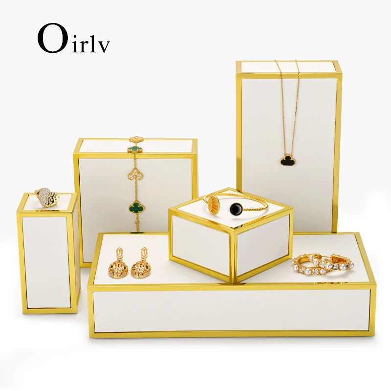 Oirlv Golden Border Jewelry Display Props Set Metal Earrings Organizer Holder White Leather Ring Display Stand
Oirlv Golden Border Jewelry Display Props Set Metal Earrings Organizer Holder White Leather Ring Display Stand