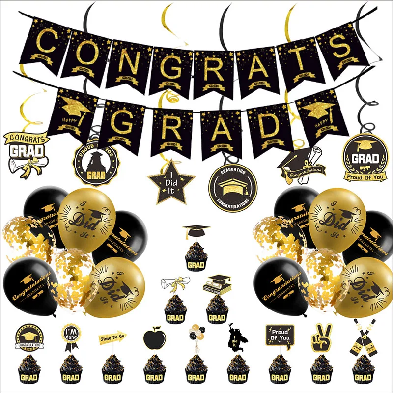 ew Arrival Graduation Party Decoration Supplies Congrats Grad Banner Latex Balloon Set Cake Toppers Spiral Hanging Pendent Set
ew Arrival Graduation Party Decoration Supplies Congrats Grad Banner Latex Balloon Set Cake Toppers Spiral Hanging Pendent Set