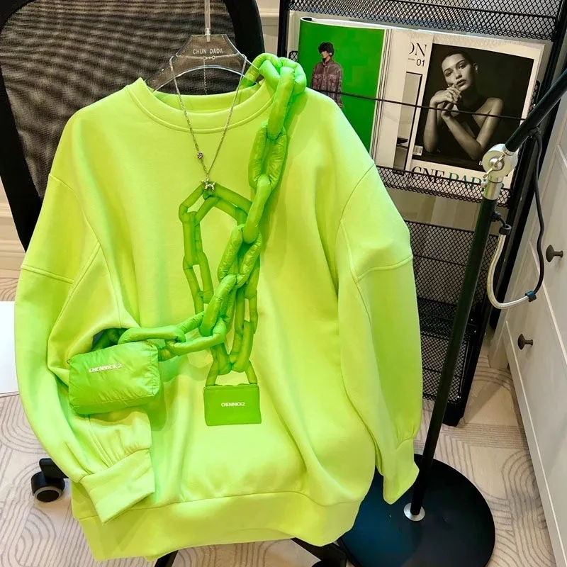 Sweatshirt Women's Sweet Korean O-neck Chain Print Pullovers Candy Color Loose Hoodies Solid Womens Clothing Student Casual Tops
Sweatshirt Women's Sweet Korean O-neck Chain Print Pullovers Candy Color Loose Hoodies Solid Womens Clothing Student Casual Tops