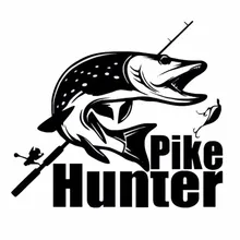 Fashion Pike Hunter Fishing Bite Car Stickers Tuna Gold Fish Decals Accessories for Universal Car Motorcycle,22cm*19cm