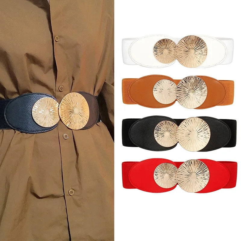 New brand design vintage metal Ring Belt Gold Ladies Women Belts Female Fashion Rivet Wide Waist Elastic 5 Straps PU Belt
New brand design vintage metal Ring Belt Gold Ladies Women Belts Female Fashion Rivet Wide Waist Elastic 5 Straps PU Belt
