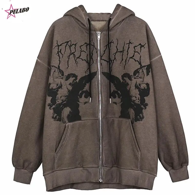 Hip Hop Streetwear Hoodie Angel Print Jacket Harajuku Cotton Fleece Jacket Hanban Jacket Oversized Zip Sweatshirt Y2K Clothing
Hip Hop Streetwear Hoodie Angel Print Jacket Harajuku Cotton Fleece Jacket Hanban Jacket Oversized Zip Sweatshirt Y2K Clothing
