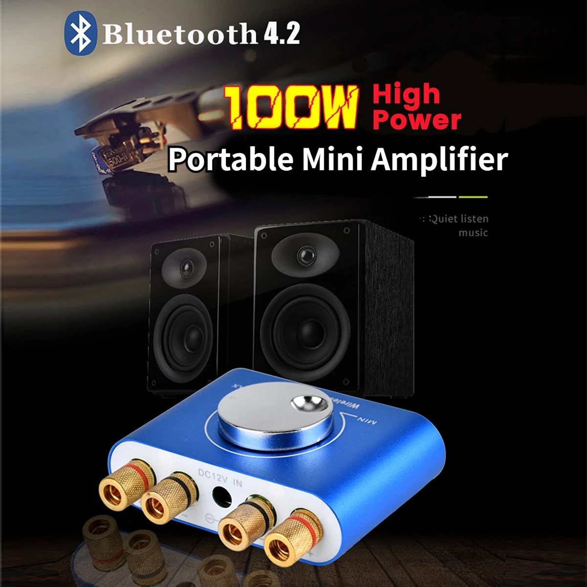 

Mini Digital Amplifier Hifi Sound Amplifier Stereo Audio Receiver Power Amp Bluetooth 4.2 50W+50W Car Amplifiers for Speaker