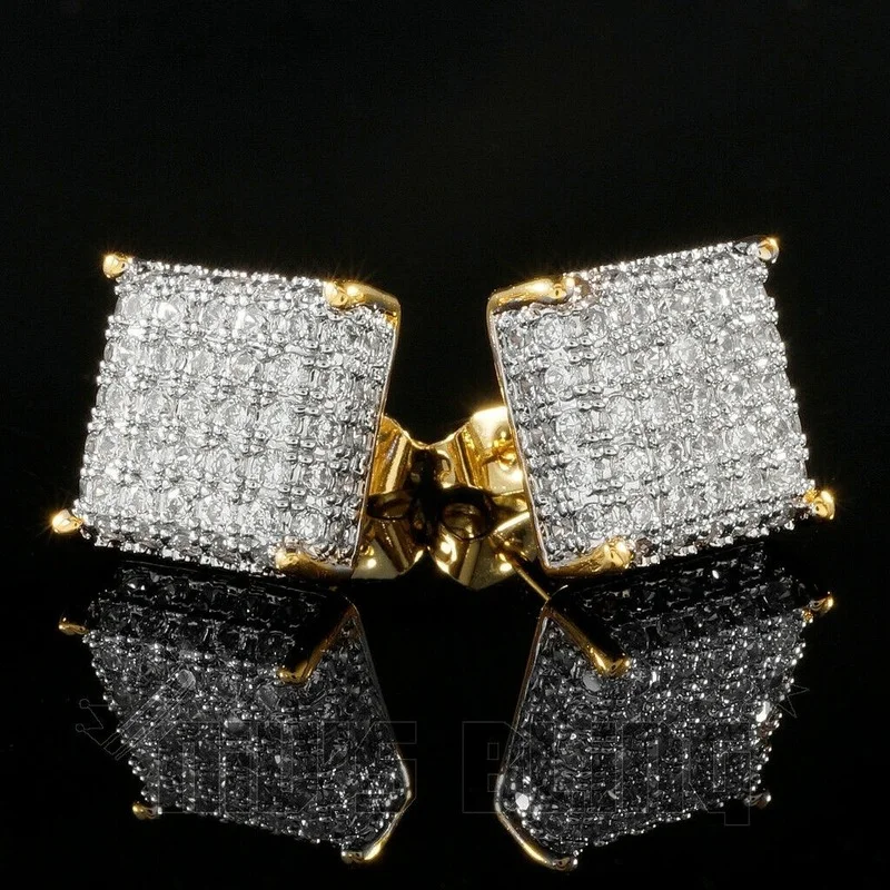 Trendy Gold / Silver Color Bling Out Iced AAA Three-dimensional Zirconia Micropave Square Hip Hop Stud Earrings
Trendy Gold / Silver Color Bling Out Iced AAA Three-dimensional Zirconia Micropave Square Hip Hop Stud Earrings