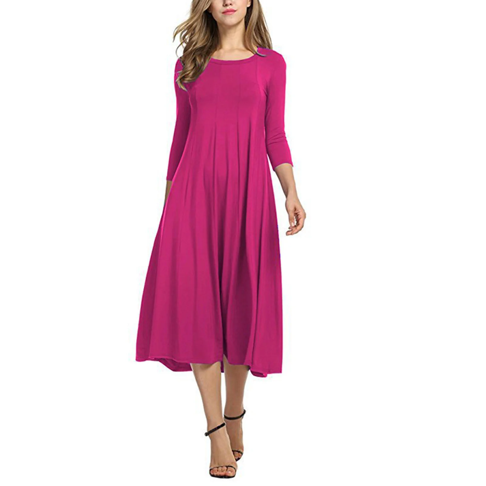 Solid Party Breathable Causal Women Dress Soft Comfortable 3/4 SLeeves Round Collar Daily Loose Peplum Long Maxi Elegant Pleated
Solid Party Breathable Causal Women Dress Soft Comfortable 3/4 SLeeves Round Collar Daily Loose Peplum Long Maxi Elegant Pleated