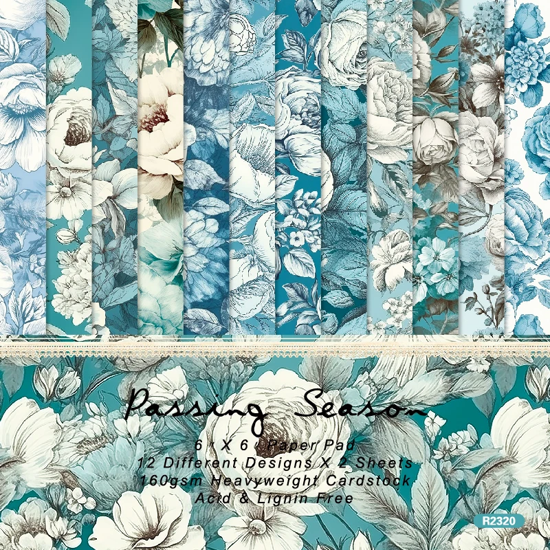 

Panalisacraft 24 sheets 6"X6" Blue Style Floral Scrapbook paper Scrapbooking patterned paper pack DIY craft Background paper