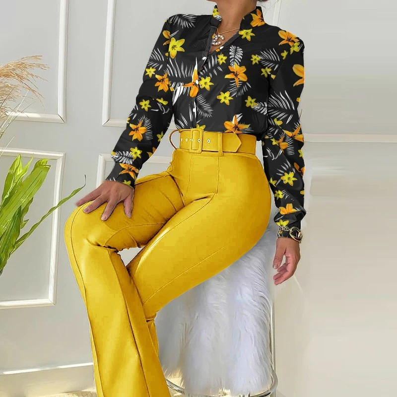 Women Chic Fitness Two Piece Set Spring Autumn Long Sleeve Leaf Print Buttoned Shirt & High Waist Pants Set
Women Chic Fitness Two Piece Set Spring Autumn Long Sleeve Leaf Print Buttoned Shirt & High Waist Pants Set