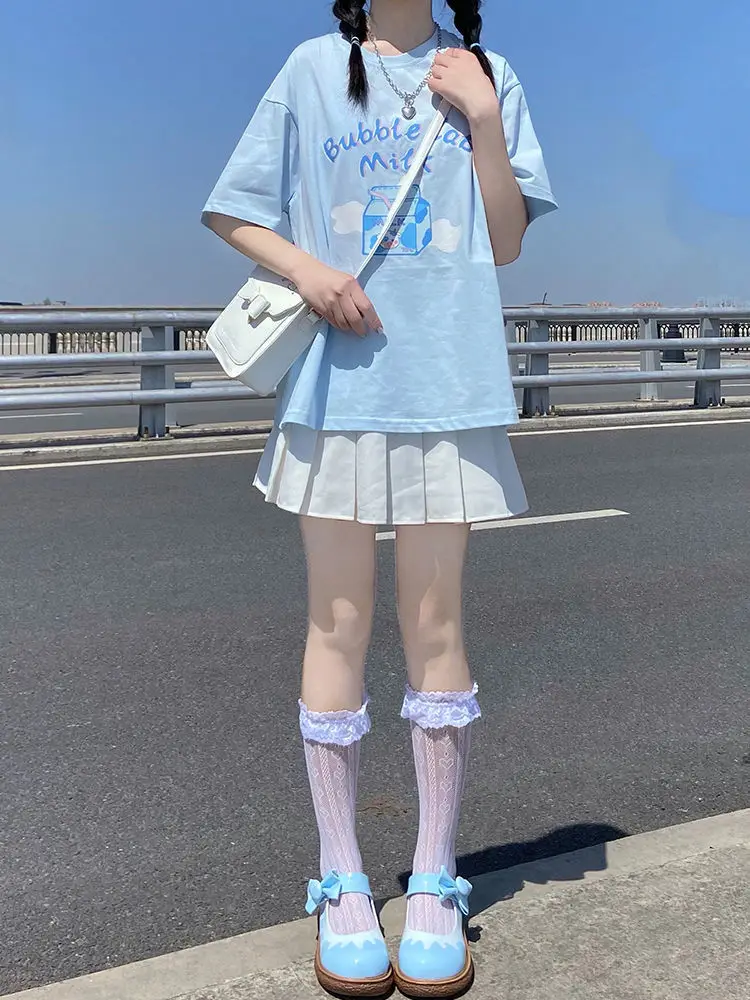 Deeptown Summer Kawaii Girl Anime Graphic T-shirt Women Cute Cartoon Milk Print Short Sleeve T Shirt Tee Harajuku Tops for Women
Deeptown Summer Kawaii Girl Anime Graphic T-shirt Women Cute Cartoon Milk Print Short Sleeve T Shirt Tee Harajuku Tops for Women