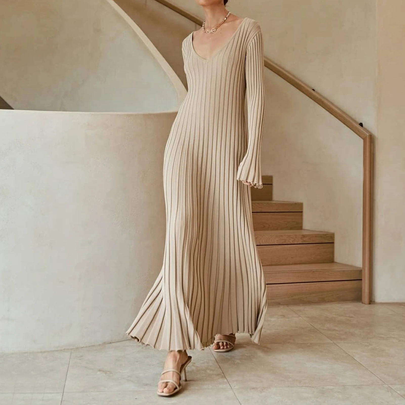 Ladies Ribbed Lounge Dress Casual Knit Elegant Sheath Dresses Slim Fit Robe Elastic Sexy Solid Color Daily Commuting Outfit
Ladies Ribbed Lounge Dress Casual Knit Elegant Sheath Dresses Slim Fit Robe Elastic Sexy Solid Color Daily Commuting Outfit
