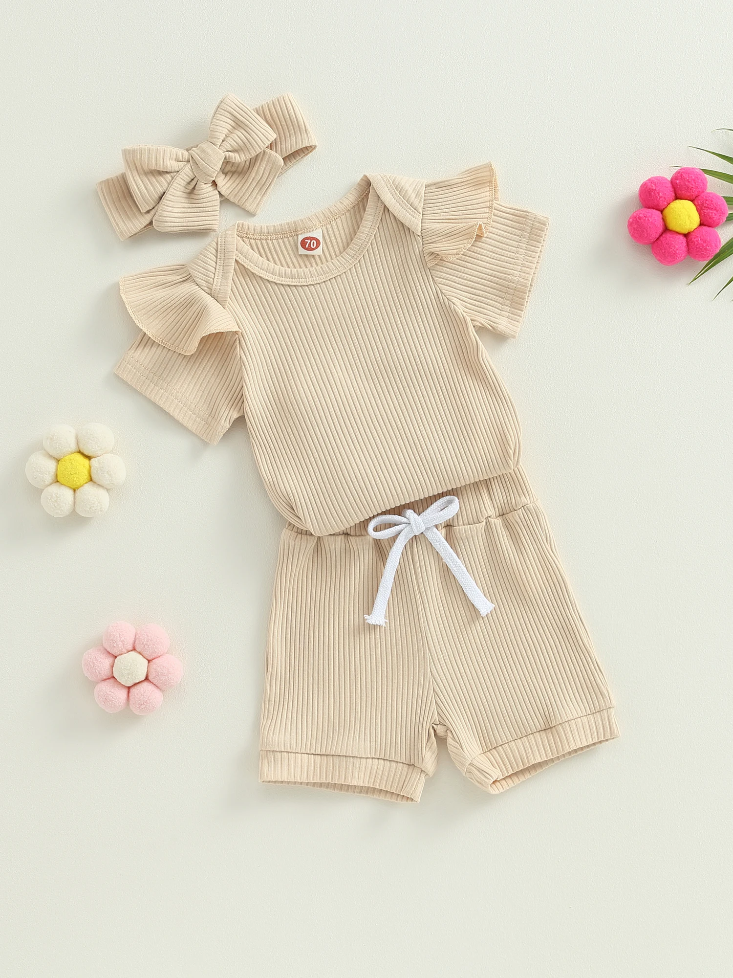 

Endorothii Baby Girl 3M 6M 9M 12M 18M Clothes Solid Color Ribbed Knitted Romper Shorts Newborn Girl Summer Outfits with