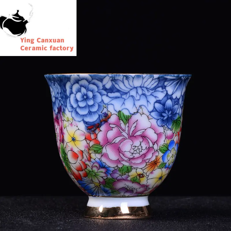 

Китайская керамическая чайная чашка ручной работы с цветочным рисунком, Пастельная кофейная чашка, чайная чаша, бутиковая чашка teif Master, портативная одинарная чашка 60 мл