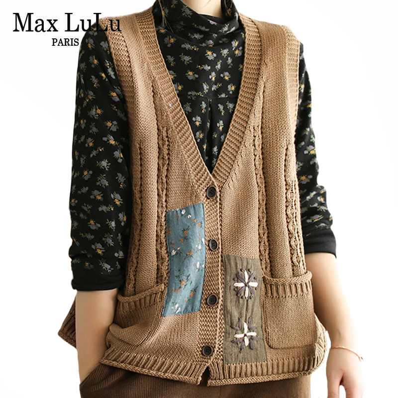 Max LuLu Women Vintage Casual Sweater Vest New 2022 Spring British Style Floral V-Neck Design Sleeveless Coat Elegant Waistcoats
Max LuLu Women Vintage Casual Sweater Vest New 2022 Spring British Style Floral V-Neck Design Sleeveless Coat Elegant Waistcoats
