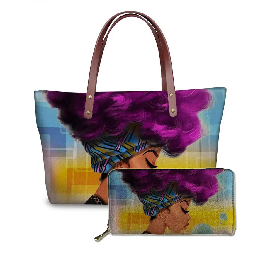 2pcs/set Women Handbags Black Art African Girl Printing Hand Bag&Wallets Ladies Ethnic Top-Handle Bags Females Bolsa
2pcs/set Women Handbags Black Art African Girl Printing Hand Bag&Wallets Ladies Ethnic Top-Handle Bags Females Bolsa