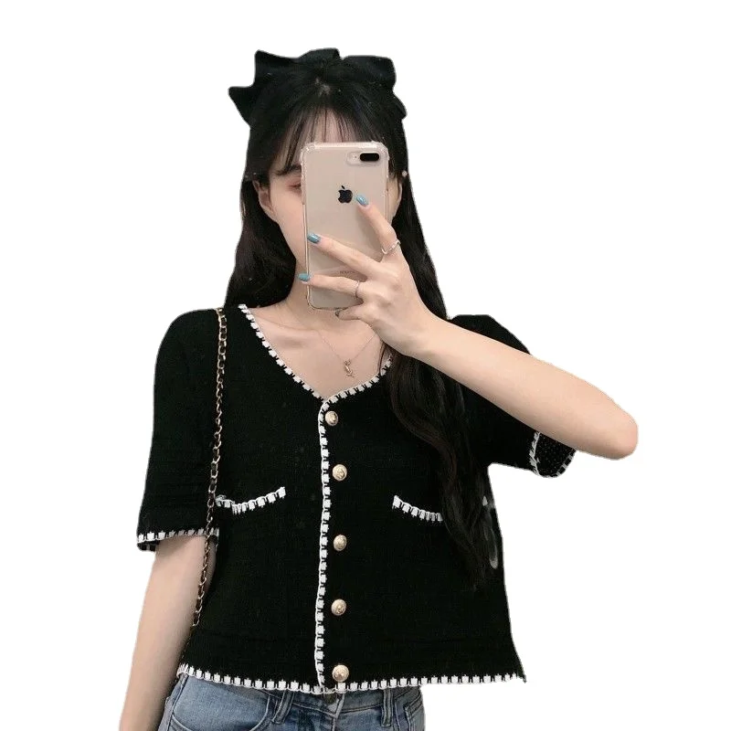 Shirts Women V-neck Knitwear Crop Tunic Short Sleeve Summer Korean Style Panelled New Arrival Open Front All-match Leisure Daily
Shirts Women V-neck Knitwear Crop Tunic Short Sleeve Summer Korean Style Panelled New Arrival Open Front All-match Leisure Daily