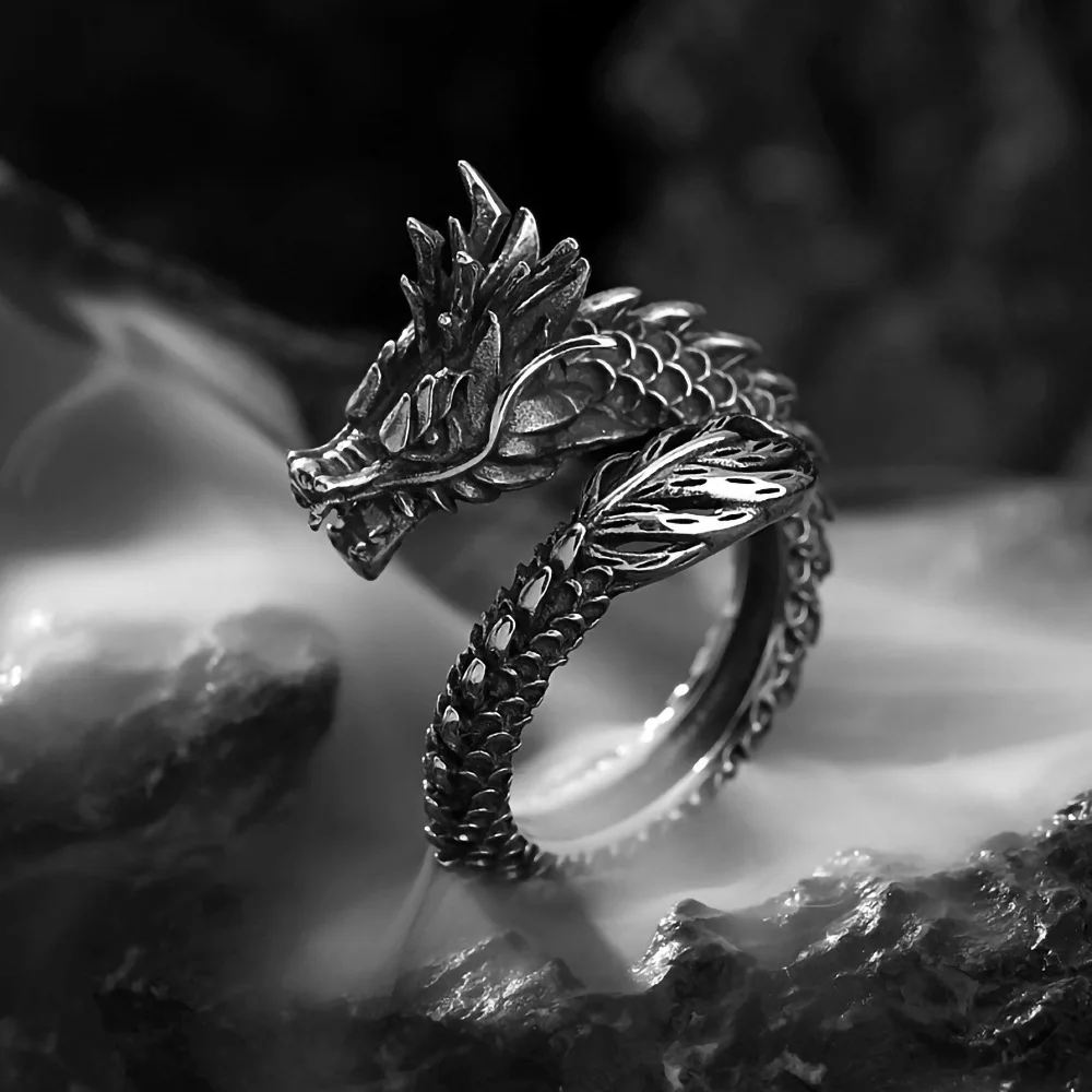 Retro Fashion Punk Ancient Dragon Ring for Men Women Trendy Personality Domineering Adjustable Finger Ring Boyfriend Jewelry 
Retro Fashion Punk Ancient Dragon Ring for Men Women Trendy Personality Domineering Adjustable Finger Ring Boyfriend Jewelry