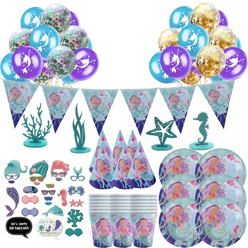 Mermaid Theme Party Decor Supplies Disposable Tableware Under The Sea Little Mermaid Girl Mermaid Birthday Party Decoration
Mermaid Theme Party Decor Supplies Disposable Tableware Under The Sea Little Mermaid Girl Mermaid Birthday Party Decoration