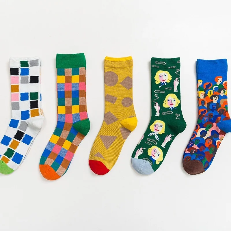 Винтажные женские носки, модные хлопковые носки в клетку с мультяшным рисунком лица, женские Яркие длинные носки для девушек, повседневные ... 
Винтажные женские носки, модные хлопковые носки в клетку с мультяшным рисунком лица, женские Яркие длинные носки для девушек, повседневные ...