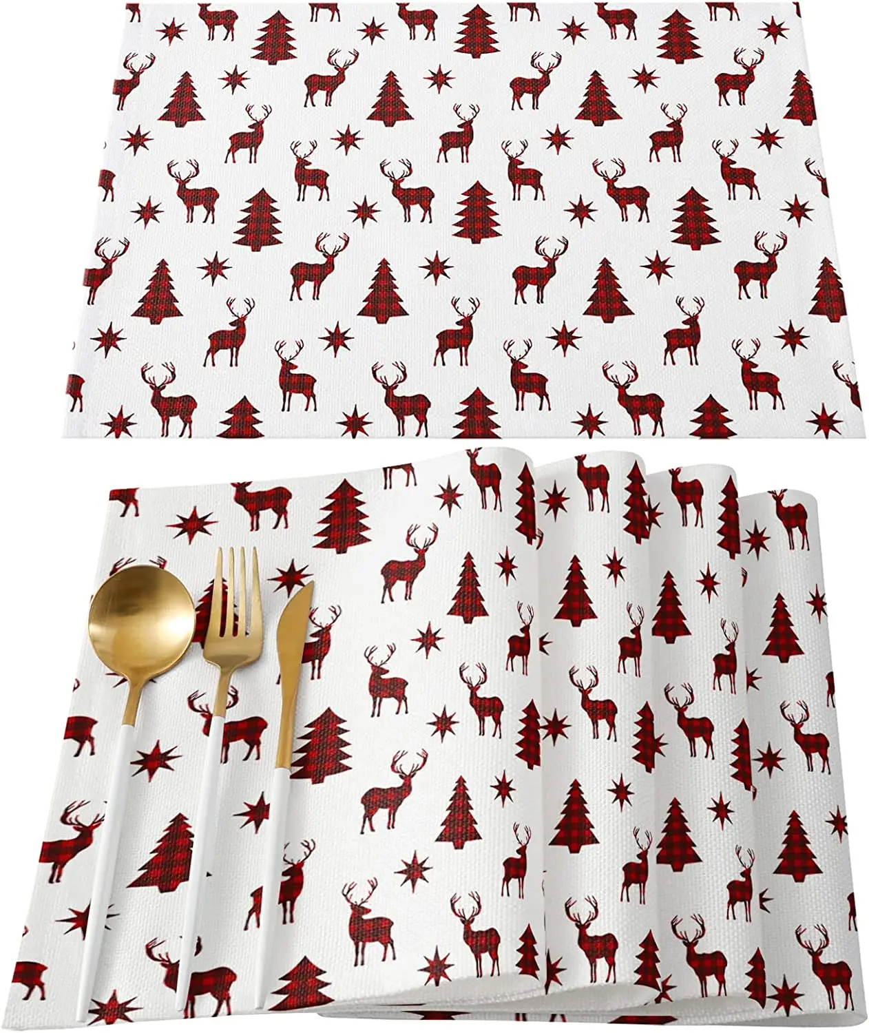 Placemats for Dining Tables Set of 4 Place Mat Winter Christmas Farm Buffalo Reindeer Xmas Tree Plaid Heat Proof Placemat White
Placemats for Dining Tables Set of 4 Place Mat Winter Christmas Farm Buffalo Reindeer Xmas Tree Plaid Heat Proof Placemat White