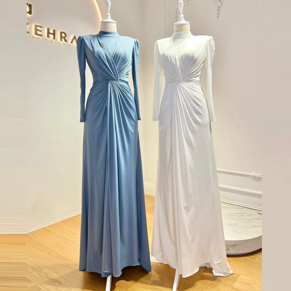 Carolina High Neck Evening Dresses Women Saudi Arabia Long Sleeves Satin Pleated Wedding Guest Elegant Formal Party Gowns
Carolina High Neck Evening Dresses Women Saudi Arabia Long Sleeves Satin Pleated Wedding Guest Elegant Formal Party Gowns