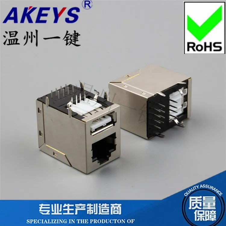 Сетевая розетка RJ45 с двойным корпусом и экранированием, плоская пружина RJ45, без Φ 90 градусов, с одним USB-интерфейсом 
Сетевая розетка RJ45 с двойным корпусом и экранированием, плоская пружина RJ45, без Φ 90 градусов, с одним USB-интерфейсом
