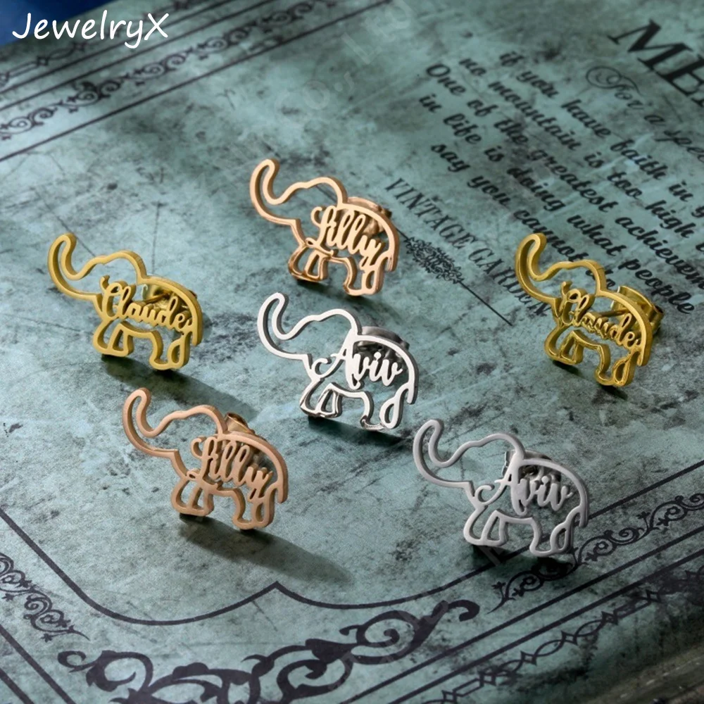 JewelryX Custom Elephant Name Earrings Personality Stainless Steel Animal Hollow Nameplate Stud Ear For Women Birthday Gift 2022
JewelryX Custom Elephant Name Earrings Personality Stainless Steel Animal Hollow Nameplate Stud Ear For Women Birthday Gift 2022