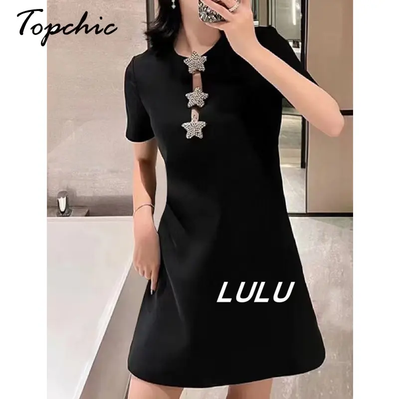 White Black Dress for Women 2023 Summer Luxury Crystal Buttons Short Sleeve A-line Mini Dresses Vestidos Para Mujer
White Black Dress for Women 2023 Summer Luxury Crystal Buttons Short Sleeve A-line Mini Dresses Vestidos Para Mujer