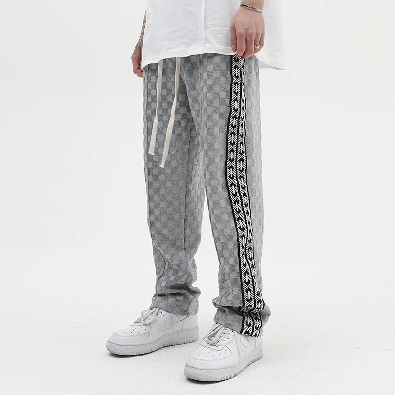 Hip Hop Retro Spliced Checkered Casual Trousers Mens Elastic Waist Straight Side Striped Loose Vibe Style Sweatpants
Hip Hop Retro Spliced Checkered Casual Trousers Mens Elastic Waist Straight Side Striped Loose Vibe Style Sweatpants