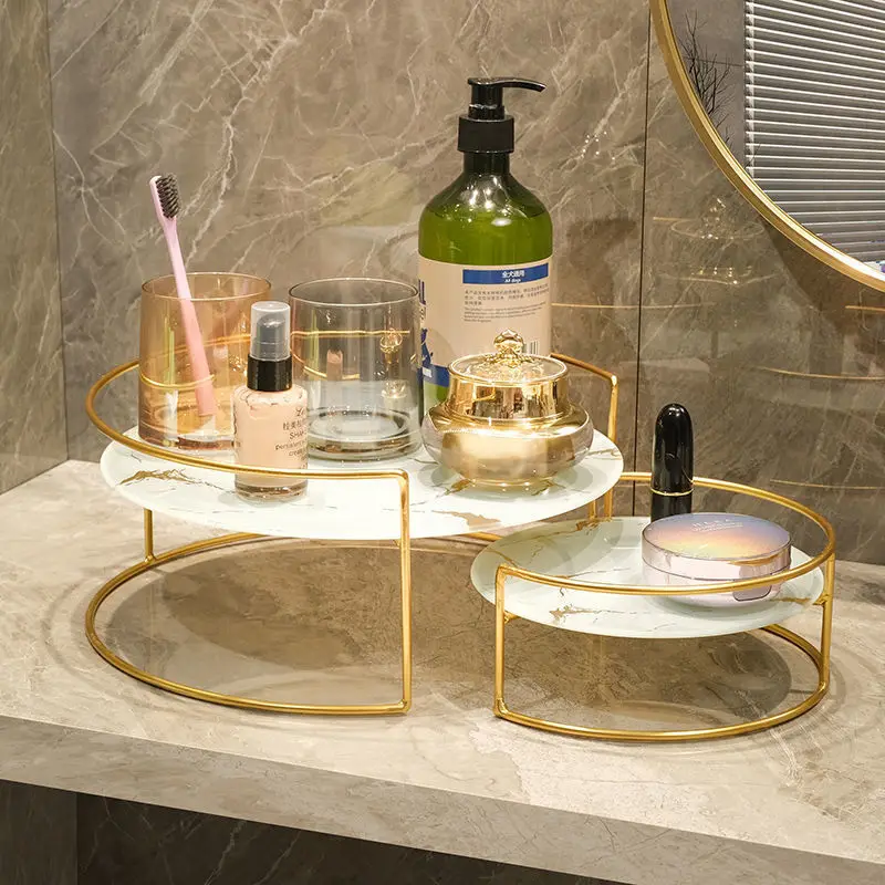 Stainless Steel Bathroom Storage Rack Marble Pattern Glass Tray Washstand Cosmetic Storage Rack Bathroom Countertop Decoration
Stainless Steel Bathroom Storage Rack Marble Pattern Glass Tray Washstand Cosmetic Storage Rack Bathroom Countertop Decoration