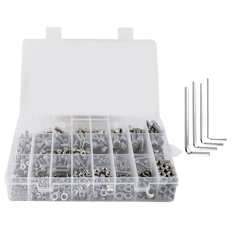 660 PCS Nut And Bolt Assembly, 304 Stainless Steel Precision Metric M3 M4 M5 M6 Screw With Wrench
660 PCS Nut And Bolt Assembly, 304 Stainless Steel Precision Metric M3 M4 M5 M6 Screw With Wrench