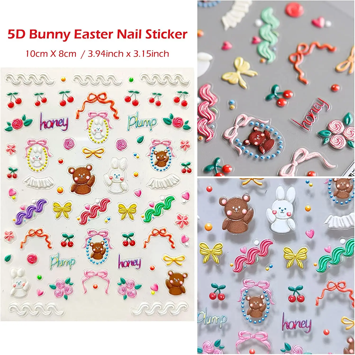 1 Sheet Lovely Cartoon Bear Nail Stickers 5D Embossed Rabbit Flower Cherry Nail Art Sticker Adhesive Slider Decals DIY Manicure
1 Sheet Lovely Cartoon Bear Nail Stickers 5D Embossed Rabbit Flower Cherry Nail Art Sticker Adhesive Slider Decals DIY Manicure