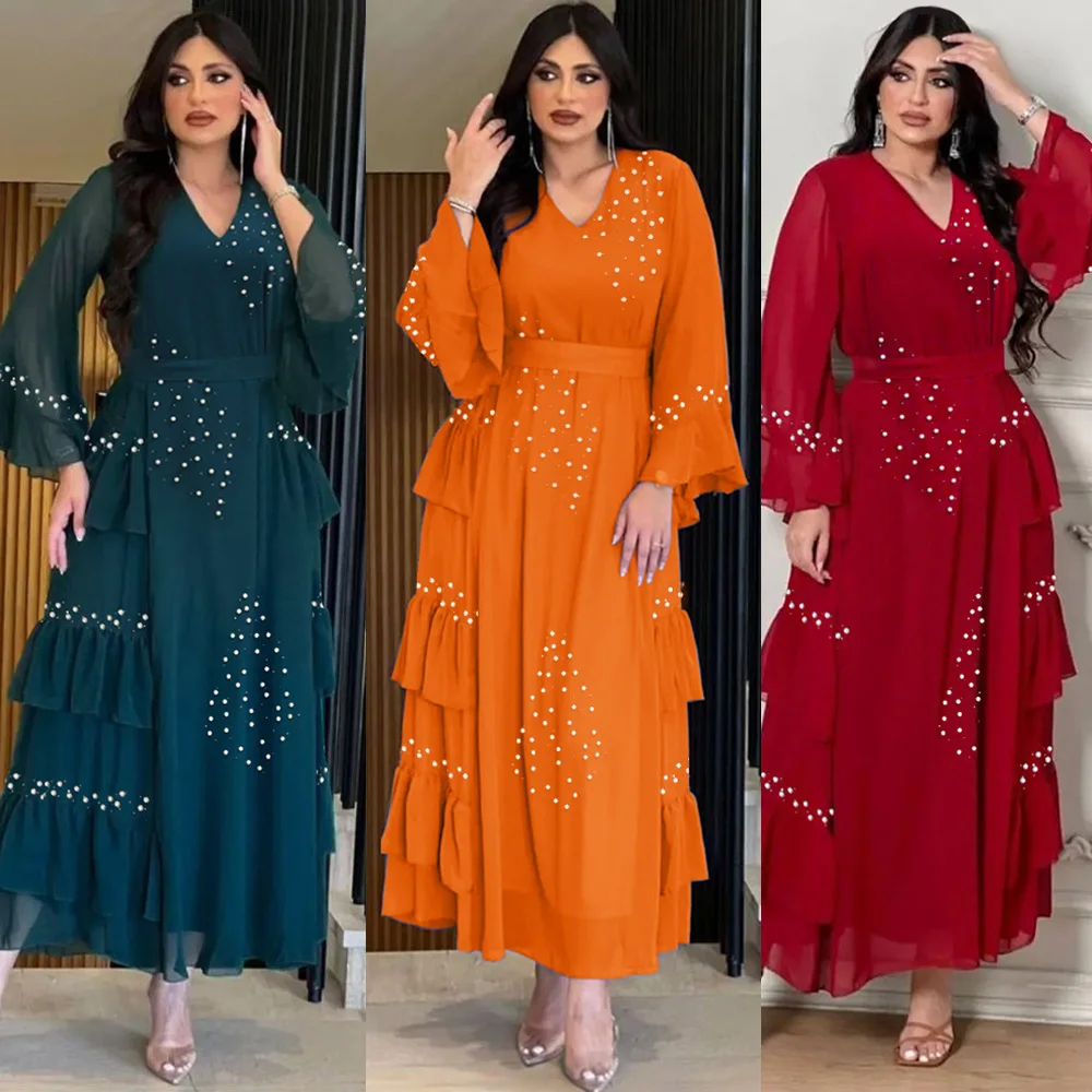 Diamonds for Abayas Women Muslim Elegant Chiffon Summer Dress Turkey Dubai Arab Kaftan Party Gowns Eid Mubarak Moroccan Jalabiya
Diamonds for Abayas Women Muslim Elegant Chiffon Summer Dress Turkey Dubai Arab Kaftan Party Gowns Eid Mubarak Moroccan Jalabiya