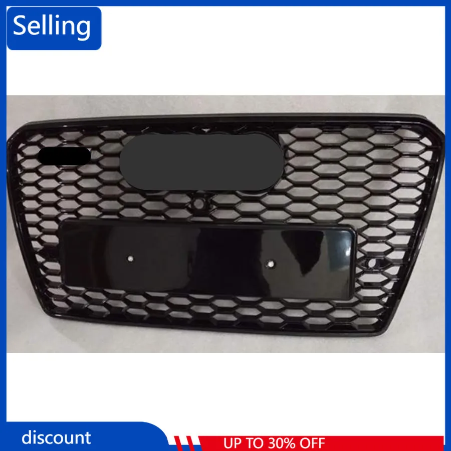

For RS7 Style Front Sports Hexagonal Mesh Honeycomb Cover Grille Gloss Black for Audi A7/S7 2009-2015 Auto Parts fast ship