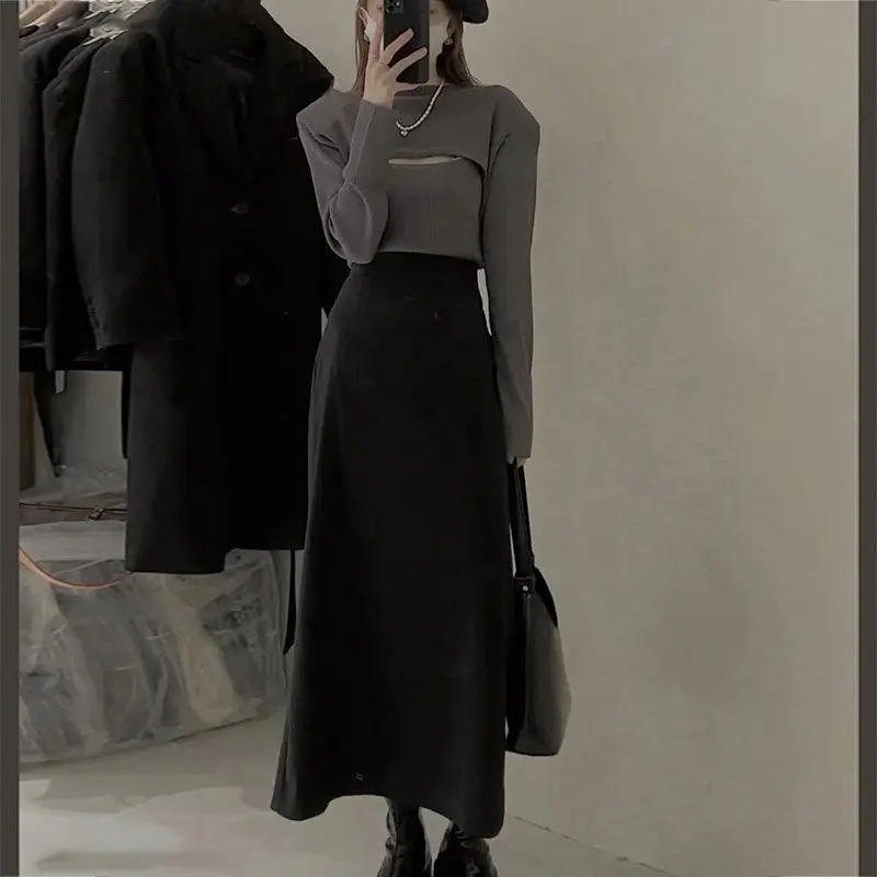 Women 2022 Early Autumn Fashion 2 Piece Sets Female Long Sleeve O-neck Tops and High Waist A-line Skirts Ladies Suits R282
Women 2022 Early Autumn Fashion 2 Piece Sets Female Long Sleeve O-neck Tops and High Waist A-line Skirts Ladies Suits R282