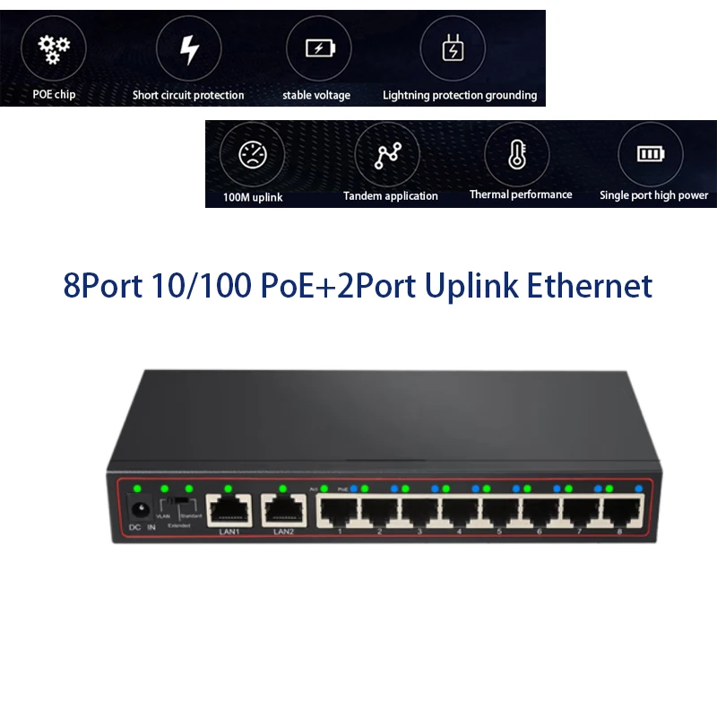 Интеллектуальный сетевой коммутатор на 8 + 2 порта VLAN, коммутатор Ethernet, 10-портовый 10/100 Мбит/с, коммутатор Ethernet POE, коммутатор rj45, Интернет-разве...
Интеллектуальный сетевой коммутатор на 8 + 2 порта VLAN, коммутатор Ethernet, 10-портовый 10/100 Мбит/с, коммутатор Ethernet POE, коммутатор rj45, Интернет-разве...