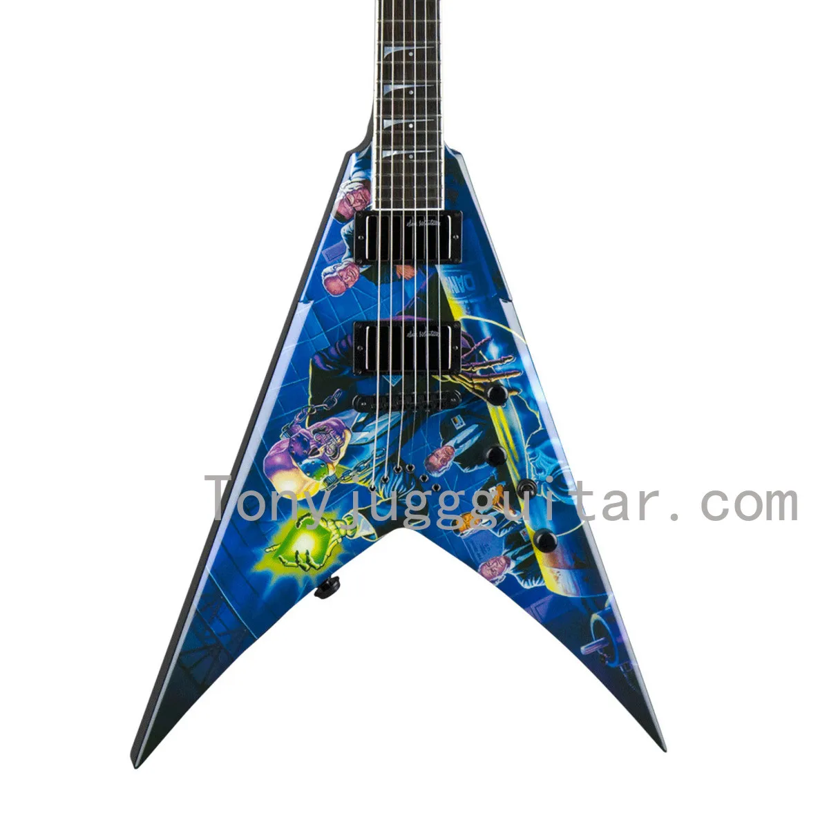 Dave Mustaine Megadeth Rust In Peace Blue Flying V Electric Guitar Hand Work Paint Top, Active Pickups & 9V Battery Box, ,
Dave Mustaine Megadeth Rust In Peace Blue Flying V Electric Guitar Hand Work Paint Top, Active Pickups & 9V Battery Box, ,
