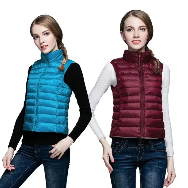 Women 90% White Duck Down Warm Vest Sleeveless Stand Collar Portable Quilted Vests Female 2022 Winter Solid Casual Woman Jacket
Women 90% White Duck Down Warm Vest Sleeveless Stand Collar Portable Quilted Vests Female 2022 Winter Solid Casual Woman Jacket