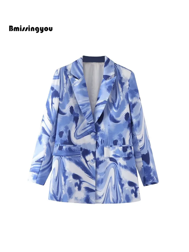 Bmissingyou Blue Print Blazers for Women Long Sleeve Single Button Flap Pocket Suit Jacket Personality Street Female Outfits
Bmissingyou Blue Print Blazers for Women Long Sleeve Single Button Flap Pocket Suit Jacket Personality Street Female Outfits